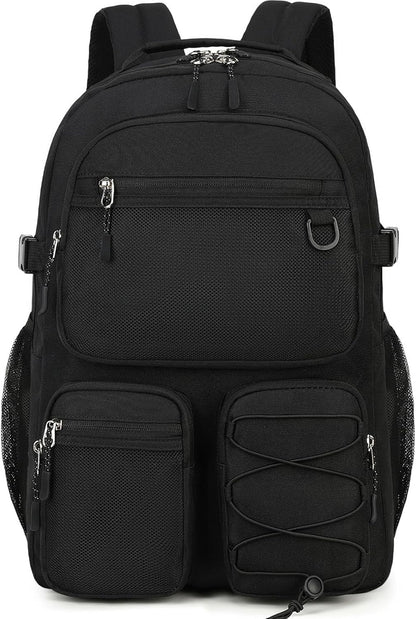 Lohol Water Resistant Daypack with Mulitiple Pockets for School Travel Outdoor College, 15.6 inch Laptop Backpack for Men and Women (Black)