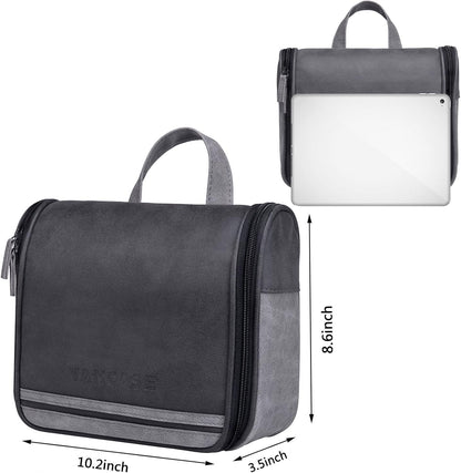 Hanging Toiletry Bag for Men VANCASE Vintage Leather Shaving Dopp Kit Medium Waterproof Travel Bathroom Bags Portable Shower Organizer