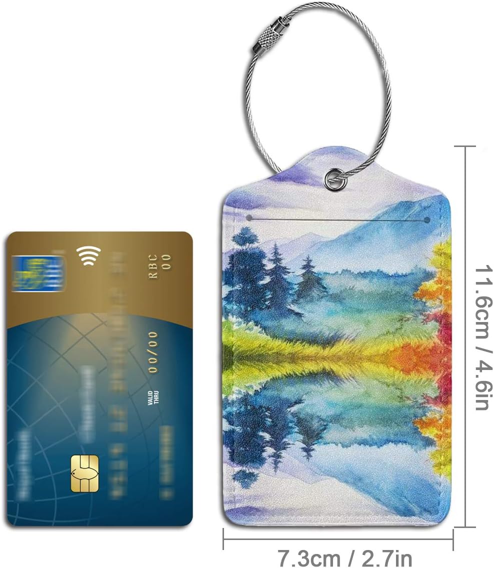 2 Pack Luggage Tag for Suitcase, Cute Unique Leather Suitcase Tags Identifiers with Privacy Name Address Labels & Durable Steel Loop for Women Men Travel