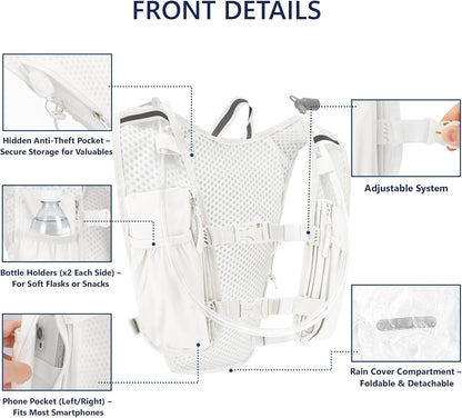 Zavothy Hydration Running Vest for Men & Women – Lightweight 1.5L Hydration Pack with Phone Pockets, Water Bottle Holders, Reflective Strips, Rain Cover – Trail Running, Cycling, Marathon