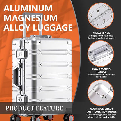 WEICHEN Set of 2 All Aluminum Magnesium 20 in Carry On and 29 in Checked Luggage - Image 2