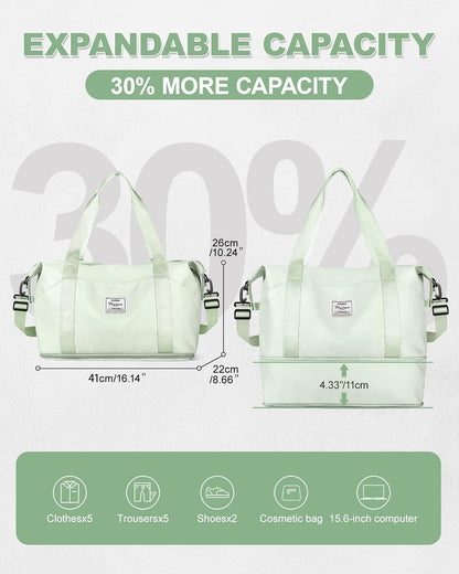 Travel Duffel Bag, Sports Tote Gym Bag, Shoulder Weekender Overnight Bag for Women