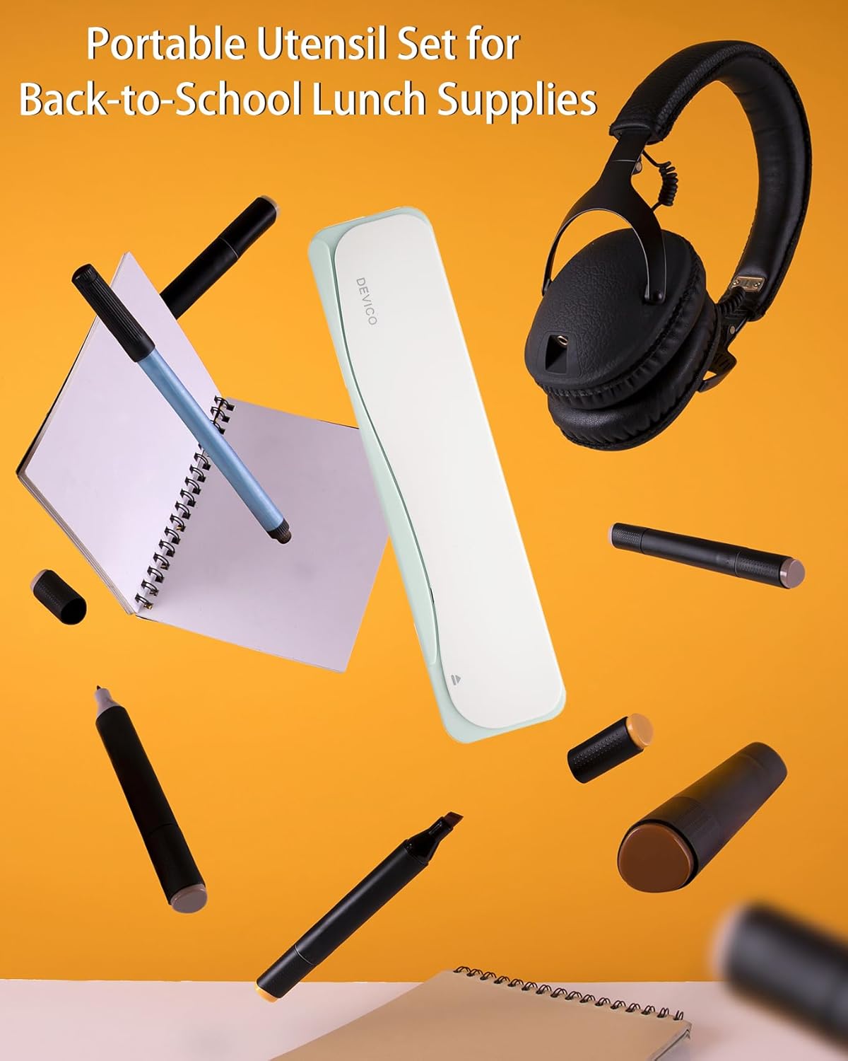 DEVICO Travel Utensils With Case, 18/8 Stainless Steel Camping Utensils, Reusable Portable Silverware Cutlery Set For Lunch Box, Include Fork Spoon Chopsticks