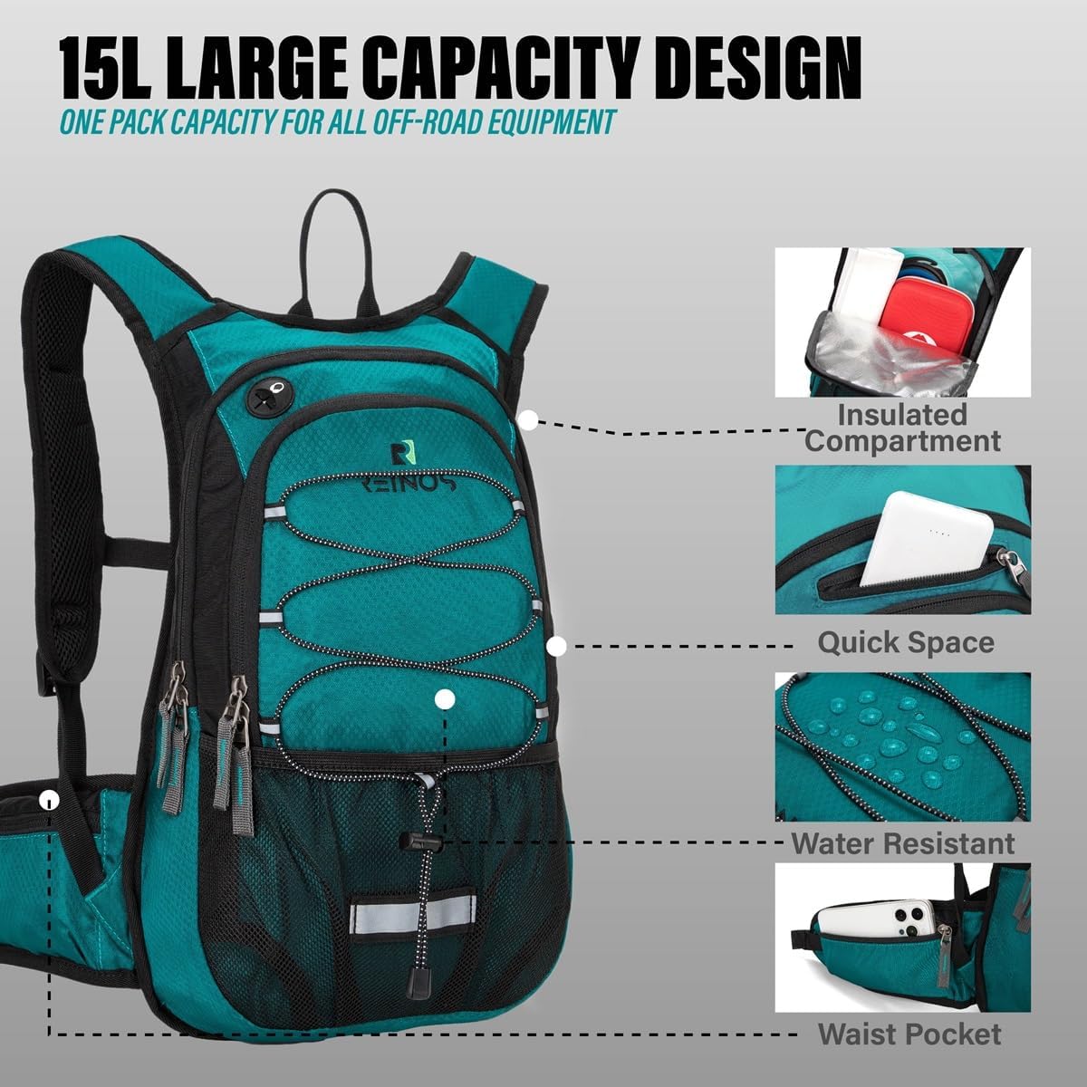 Hydration Pack Backpack with 3L Water Bladder for Men & Women, Hiking Daypack with Thermal Insulation | Running, Cycling, Camping, Skiing, Outdoor Activities