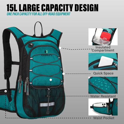 Hydration Pack Backpack with 3L Water Bladder for Men & Women, Hiking Daypack with Thermal Insulation | Running, Cycling, Camping, Skiing, Outdoor Activities