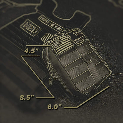 EVERLIT Emergency Trauma Kit, CAT GEN-7 Tourniquet 36" Splint, Military Combat Tactical IFAK for First Aid Response, Critical Wounds, Severe Bleeding Control (Black)