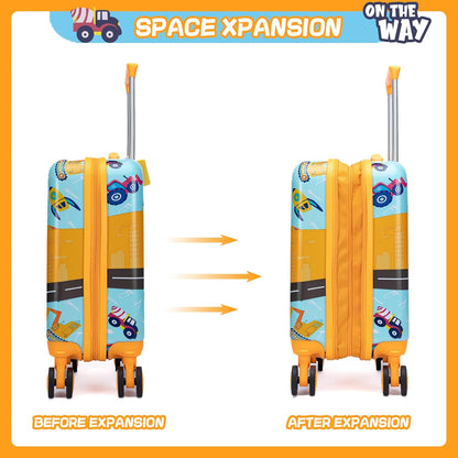 Kid’s Luggage Set 5 Piece Suitcase Set 16’’ Hardside Luggage with Spinner Wheels Girls Boys Carry on Toddler Luggage Travel Rolling Luggage Carry on Luggage Airline Approved Car