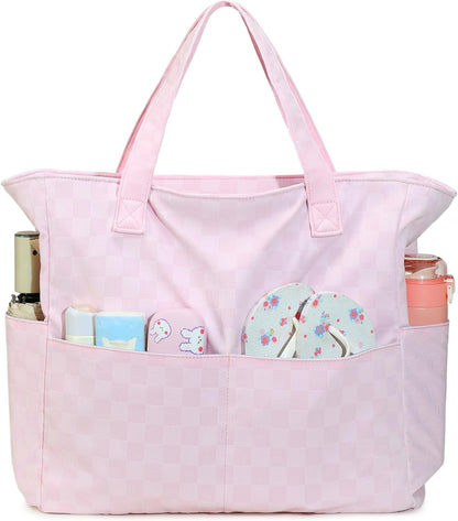 LEDAOU Beach Bag Waterproof Sandproof Women Tote Bag Pool Bag with Zipper for Gym Grocery Travel with Wet Pocket