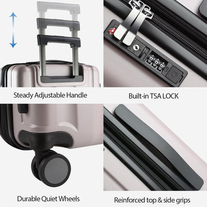 KROSER Hardside Expandable Carry On Luggage with Spinner Wheels & Built-in TSA Lock, Durable Suitcase Rolling Luggage with USB Port, Carry-On 20-Inch, Matte Purple/Pink