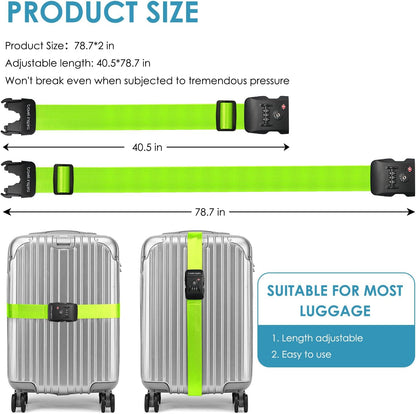 Travel Inspira Luggage Straps for Suitcases with TSA Lock, Protect Your Luggage Anti-Burst, High Visibility Color, Easy to Identify Luggage Adjustable Heavy Duty Belt for 20-32 Inch Suitcases