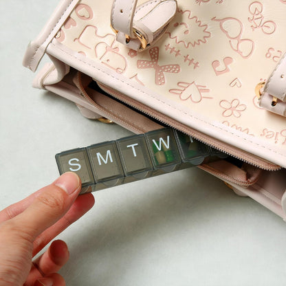 4 Pack Weekly (7-Day) Pill Organizer, 7 Days Pill Case Travel Daily Pill Box Portable Medicine Organizer and Planner with Compartment for Vitamins, Fish Oil, Supplements and Medication (4 Colors)