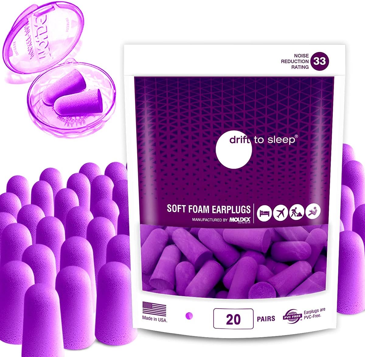 MOLDEX Ultra Soft Foam Earplugs 20 Pairs Comfortable Earplugs for Sleeping Noise Cancelling Snoring Work Travel Sleeping Studying Shooting Concerts 33db Highest NRR – Made in USA