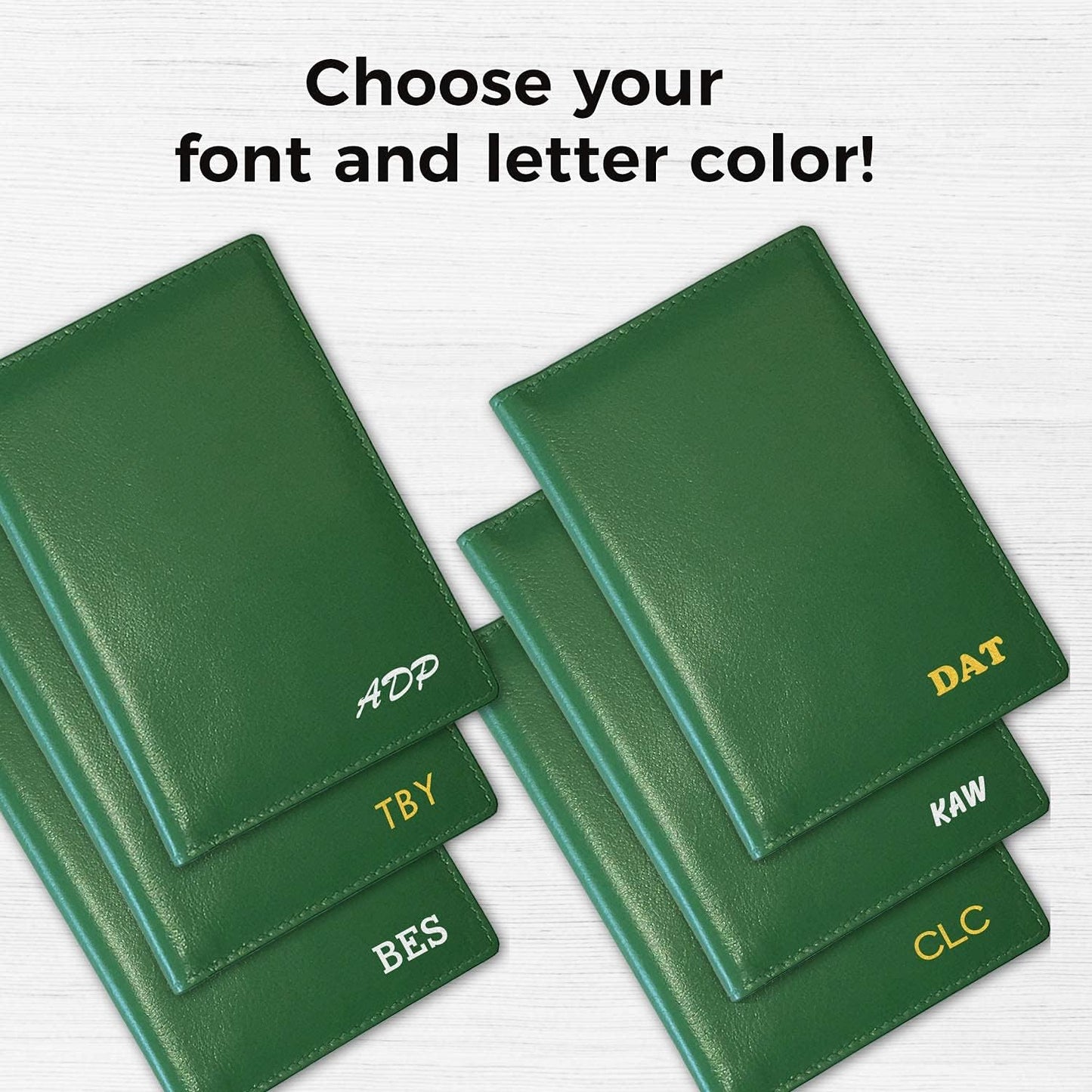 Personalized Monogrammed Emerald Green Leather RFID Passport Wallet