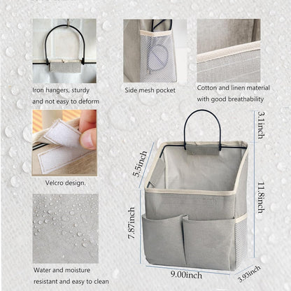 2 Pack Wall Hanging Storage Bag,Wall Hanging Organizer with Pockets, Hanging storage basket for Dormitory Bathroom Bedroom (Grey-upgraded)