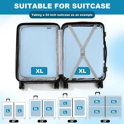 Compression Packing Cubes for Travel Essentials, 2 Pack Expandable Travel Cubes for Packing Bags Suitcase Organizer, Blue