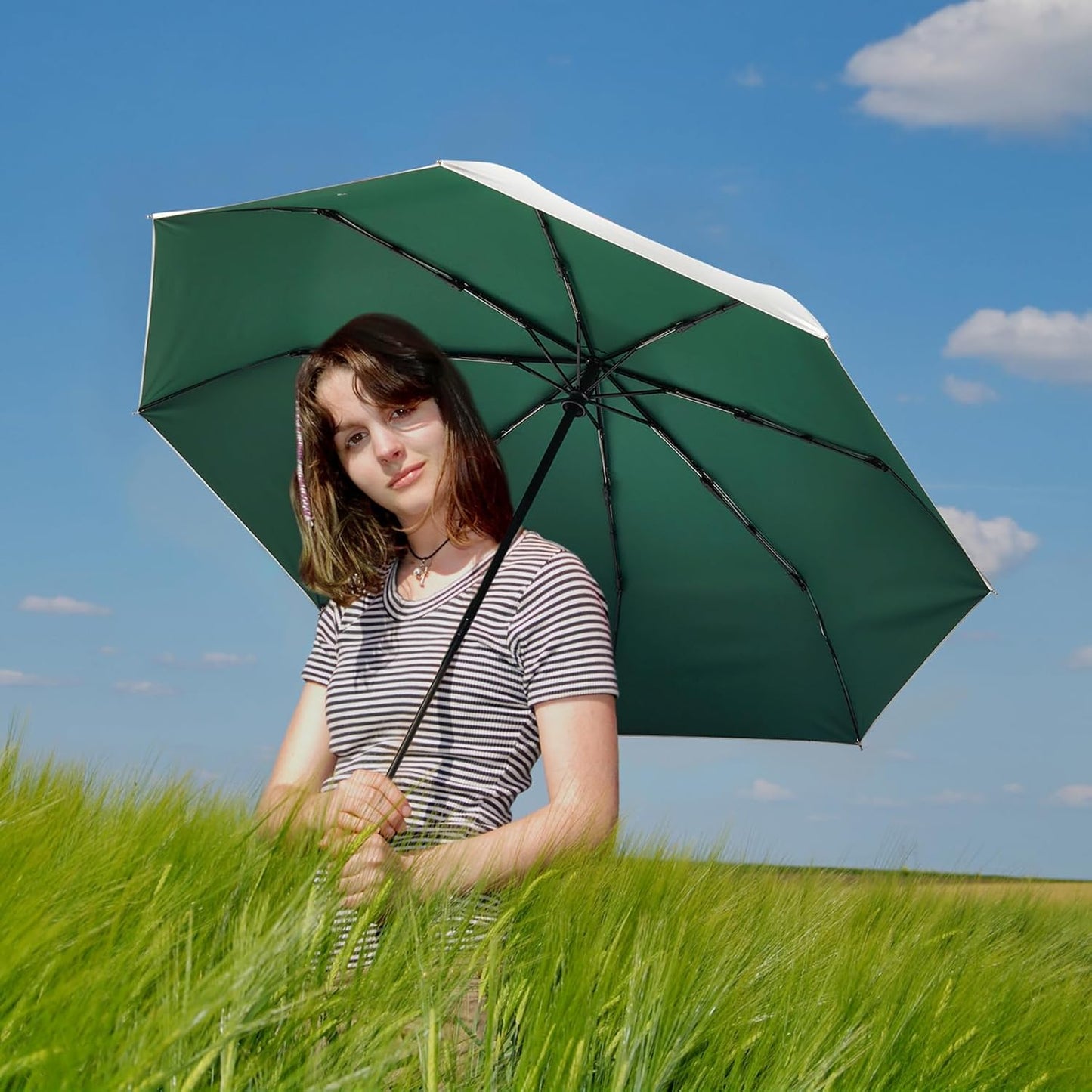 G4Free UPF 50+ UV Protection Large Travel Umbrella 42/46 Inch Auto Open Close Windproof Sun Blocking Umbrella