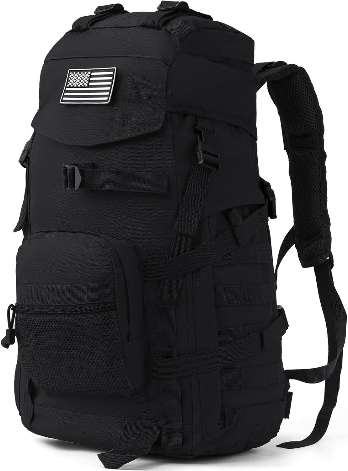 50L Tactical Backpack for Men and Women, Water-Resistant Molle Rucksack, Large Military Assault Pack for Hiking, Hunting, Camping, Gym & Outdoor Survival Black