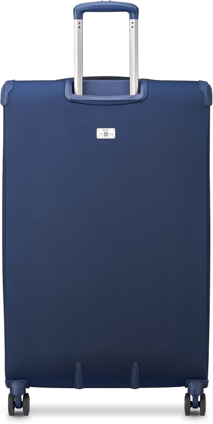 DELSEY PARIS Helium DLX Softside Expandable Luggage with Spinner Wheels, Navy Blue, Checked-Large 29 Inch