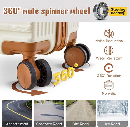 imiomo Luggage Sets 3 Piece,Expandable Hardside Suitcase Set with Spinner Wheels,Lightweight Travel Luggage set with TSA Lock（20/24/28,White）