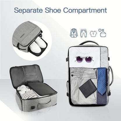 55L Carry On Backpack, Extra Large Travel Backpack for Men & Women, Expandable Big Capacity For Airplanes, Travel Gifts for Men Women, Fits 18.4 Inch Laptop, Luggage Suitcase Daypack Bag, Grey