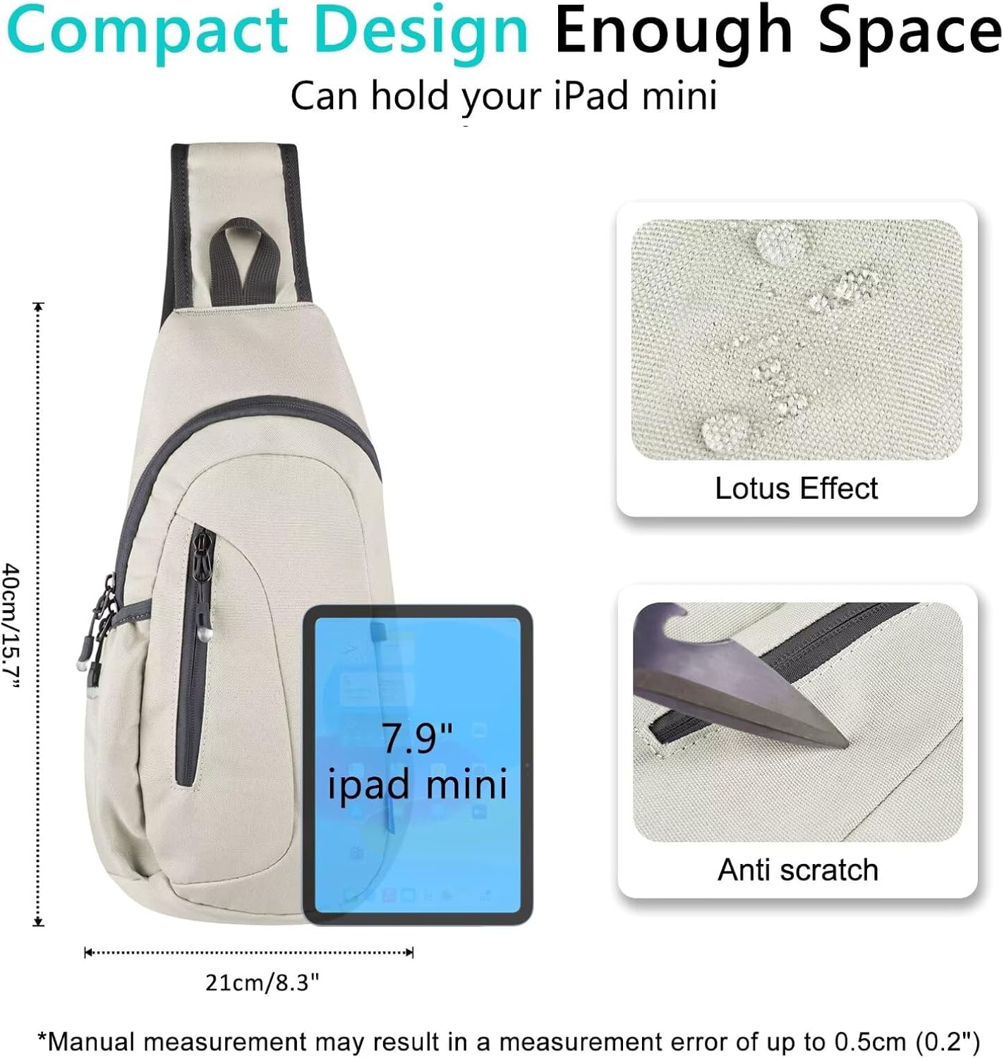 TITECOUGO Small Sling Bag, Lightweight Crossbody Backpack for Men Women, Shoulder Bag for Sports and Outdoor