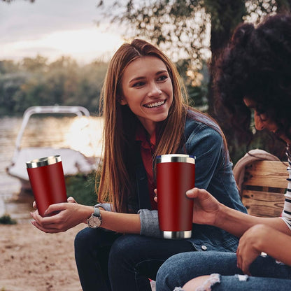 20oz Tumbler Bulk Stainless Steel Vacuum Insulated Tumblers with Lid Double Wall Travel Mug, Durable Powder Coated Coffee Cup, Suitable for Ice Drinks and Hot Beverage (Red 12pack)