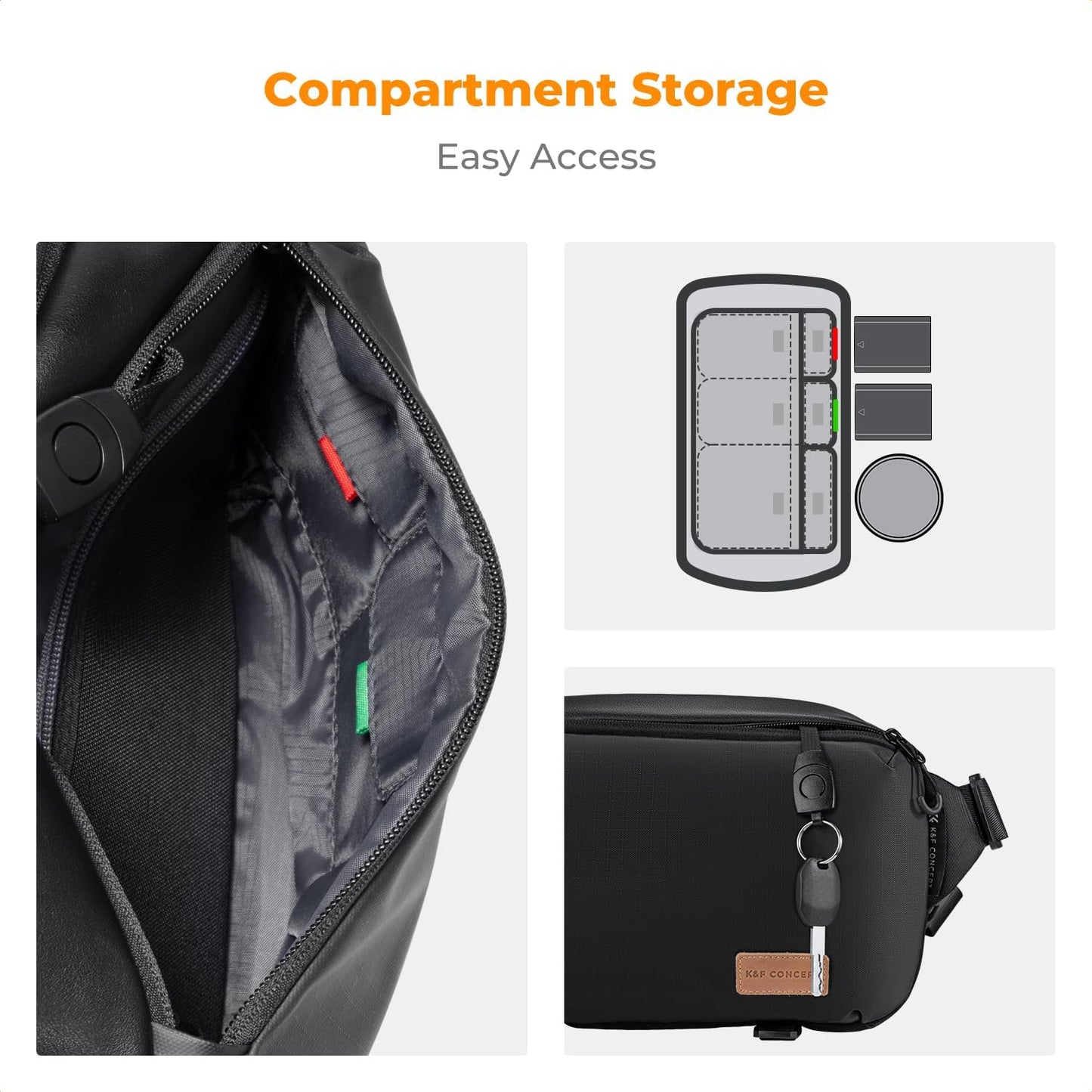 K&F Concept 2 in 1 Sling Bag Everyday Shoulder Bag & Multifunction Photography Crossbody Camera DSLR Backpack Portable Bag