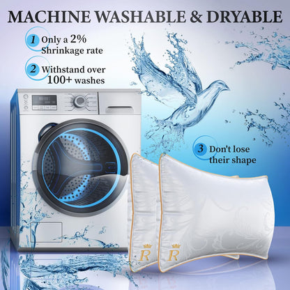 Royal Therapy King White Goose Feathers and Down Pillow, Premium White Bed Sleeping Breathable