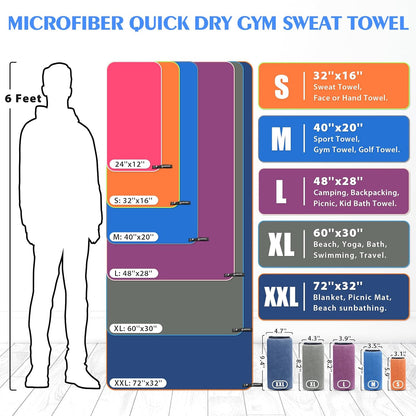 HOEAAS 2 Pack Microfiber Camping Towels, Quick Dry Towel, Super Absorbent Ultra Compact Travel Towel Soft Lightweight Sports Towel for Sweat Fast Drying Towels for Pool,Gym,Hiking,Backpacking,Fitness