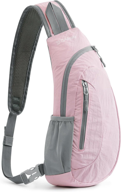 G4Free Sling Bag for Men Women, Small Crossbody Backpack Lightweight Chest Shoulder Bags for Travel, Outdoor and Sports (Pink)