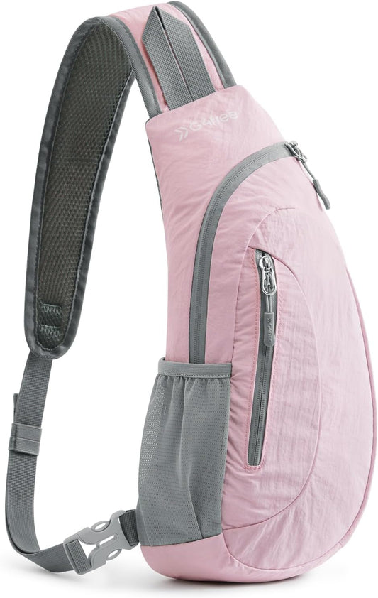 G4Free Sling Bag for Men Women, Small Crossbody Backpack Lightweight Chest Shoulder Bags for Travel, Outdoor and Sports (Pink)