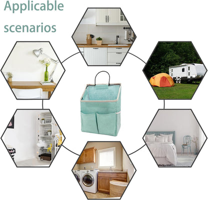 2pcs Wall Hanging Storage Bag,Wall Hanging Organizer Bags with Pockets, Wall Organizer Storage for Dormitory Bathroom Bedroom Kitchen(Green)