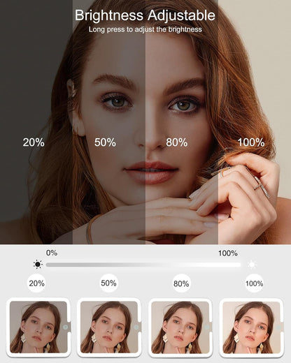 Relavel Makeup Bag with Light Up Mirror, Makeup Case Travel Cosmetic Bags Brush Organizer Storage Box, Rechargeable Vanity Mirror with 3 Color Lights, High Frame Mirror Protection (Pink)