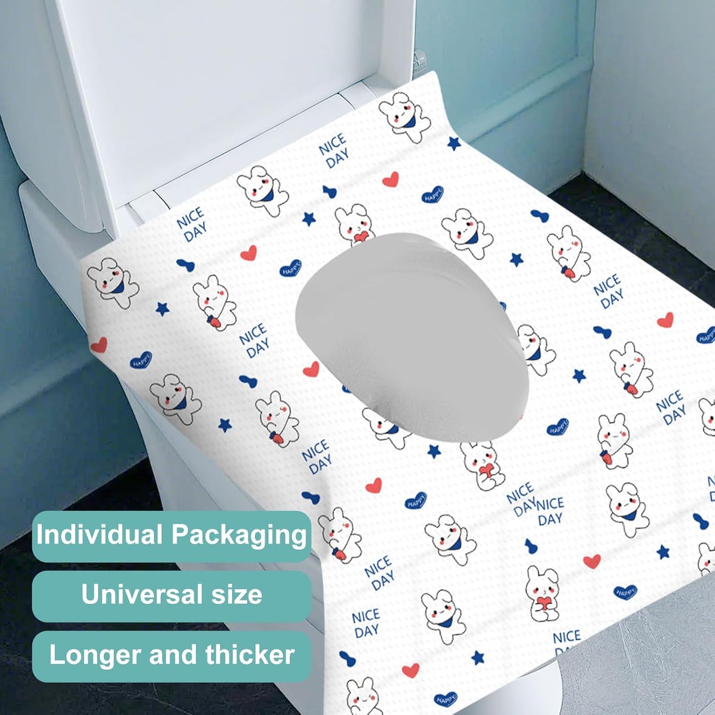 50 Pack Toilet Seat Covers Disposable, Portable Toilet Seat Cover for Travel Waterproof Potty Covers for Toddler(Individually Wrapped）