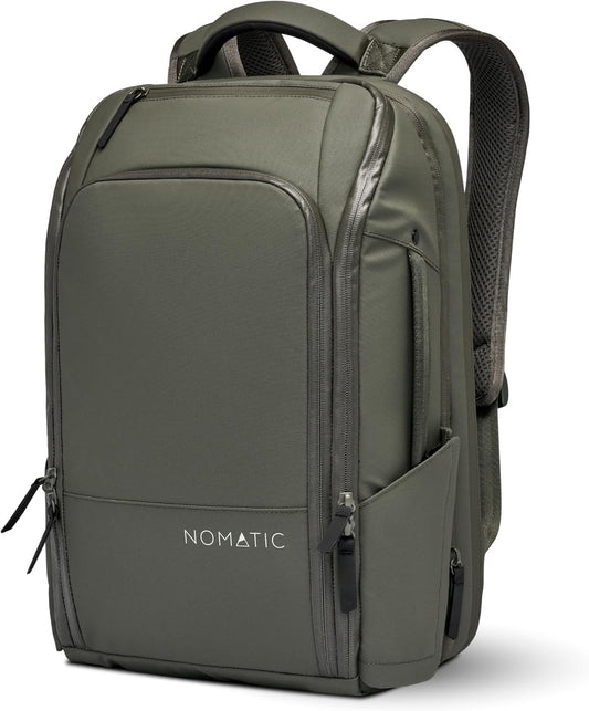 NOMATIC Travel Pack - 20L Water Resistant Laptop Bag - TSA-Ready Expandable Olive Backpack