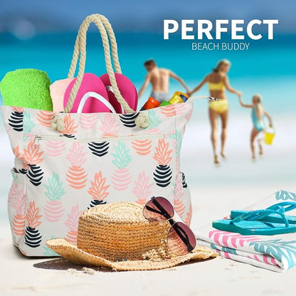 Beach Bag Spacious Shoulder Tote Travel & Gym Bag w/Multiple Pockets & Strong - Image 5