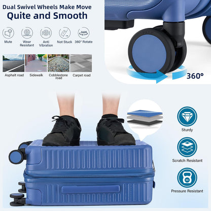 28 Inch Luggage Hard Shell Suitcases, Expandable Travel Checked Luggage 28 Inch, Large Check In Luggage with Spinner Wheels Cup Holder Charger Built in Lightweight Suitcase, Interstellar Blue