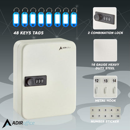 AdirOffice Steel Combination Lock Keys Cabinet Security Storage Box Organizer Holder Locked Key Box Wall Mount 30 Slots