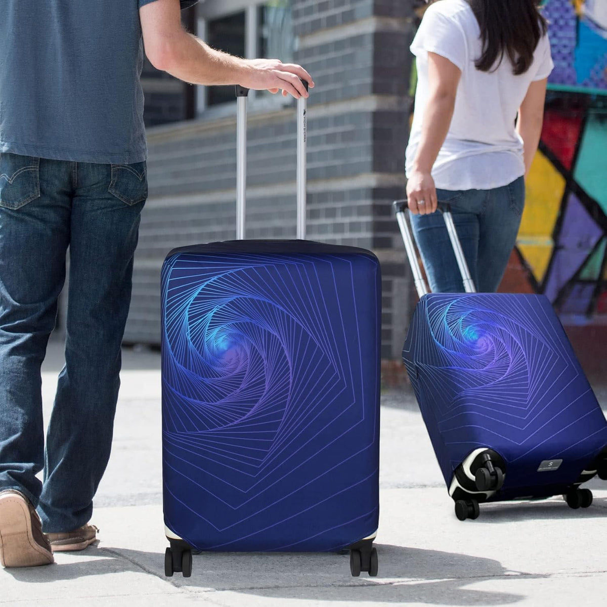 Explore Land Travel Luggage Cover Suitcase Protector Fits 18-22 Inch Case (Gyrotropic, S)