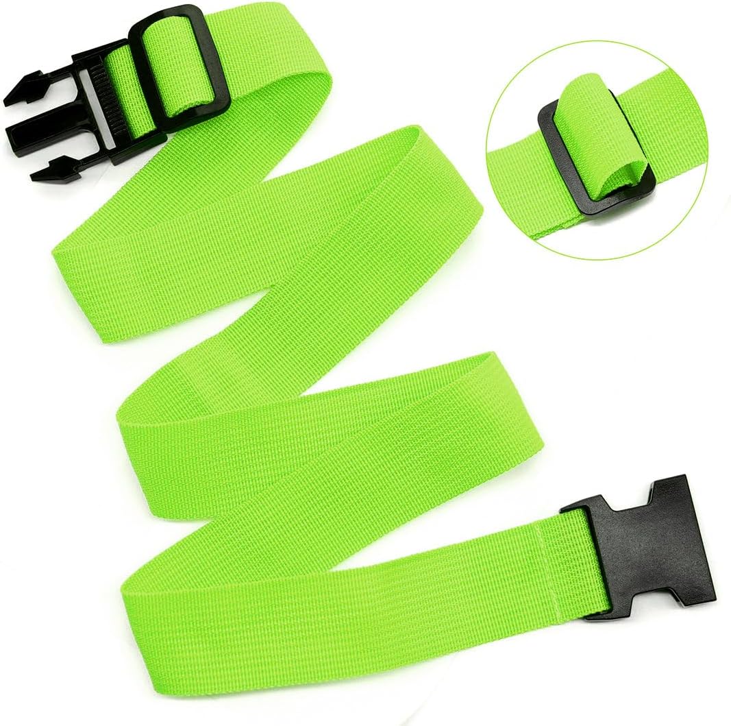 2Pack Add Bag Luggag Straps for Carry On Bag, Adjustable Suitcase Belt Add Bag Travel Attachment Accessories for Connect Your 3 Luggages, Green