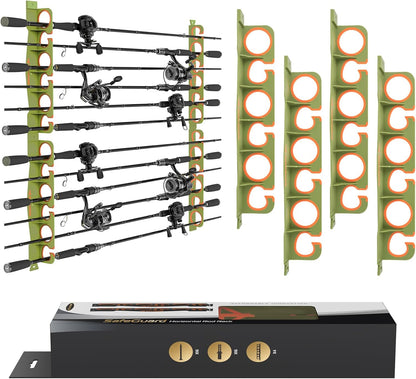 KastKing SafeGuard Fishing Rod Holder for Garage, Wall or Ceiling Mounted Fishing Rod Rack Storage Organizer, Fishing Pole Holder Holds 12 Rods or Combos in Less Than 36 Inches