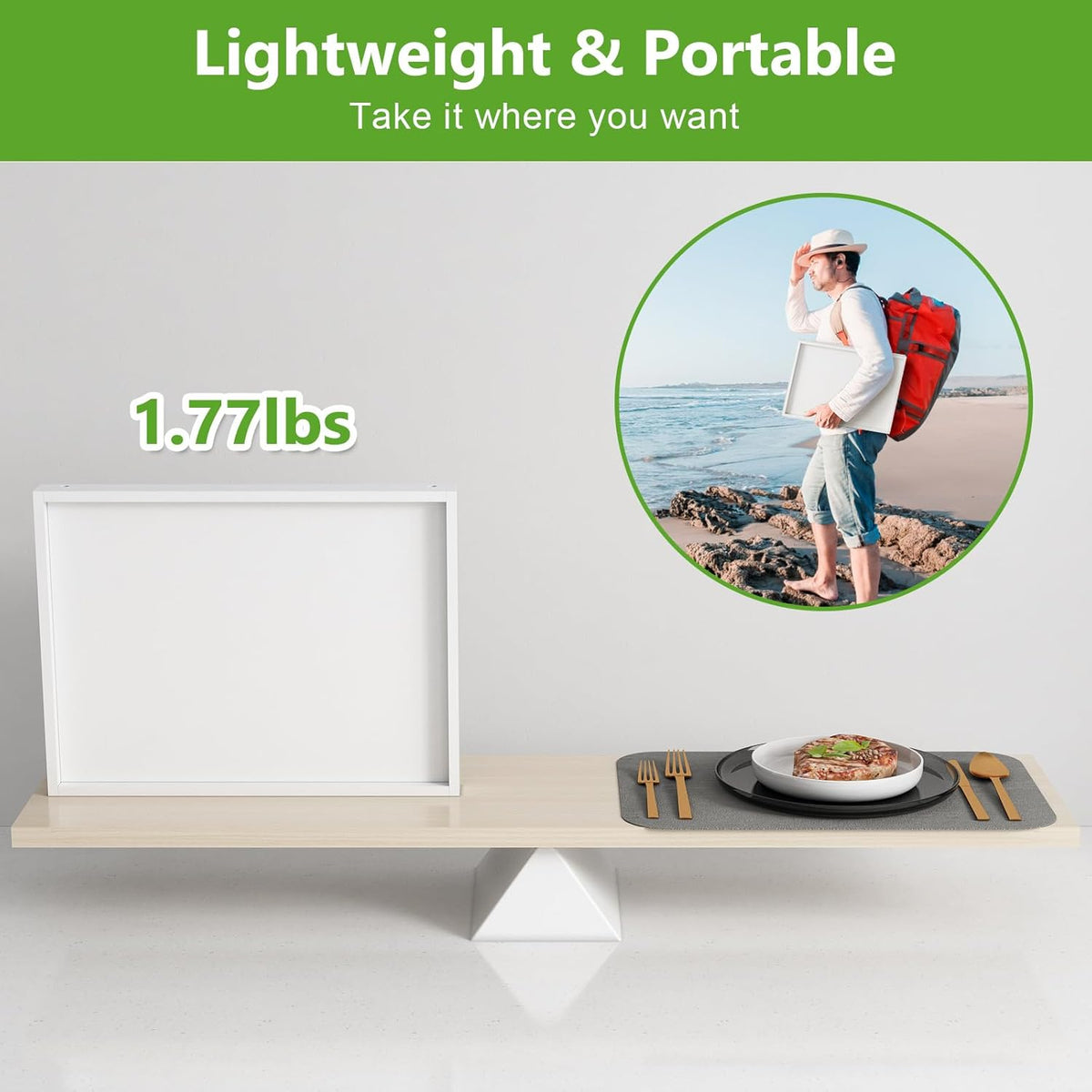 Bed Tray Table with Folding Legs,Bamboo Breakfast in Bed for Kitchen Serving Tray,Sofa,Eating,Used As Laptop Desk Snack Tray 2 Pack (White)