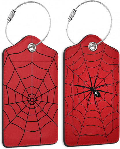 Halloween Red Spider Web Luggage Tags, 2 Pack Travel Cruise Tags for Suitcases,Cute Identifiers with Privacy Flap, Baggage Tags for Women Men Kids Backpack Handbag