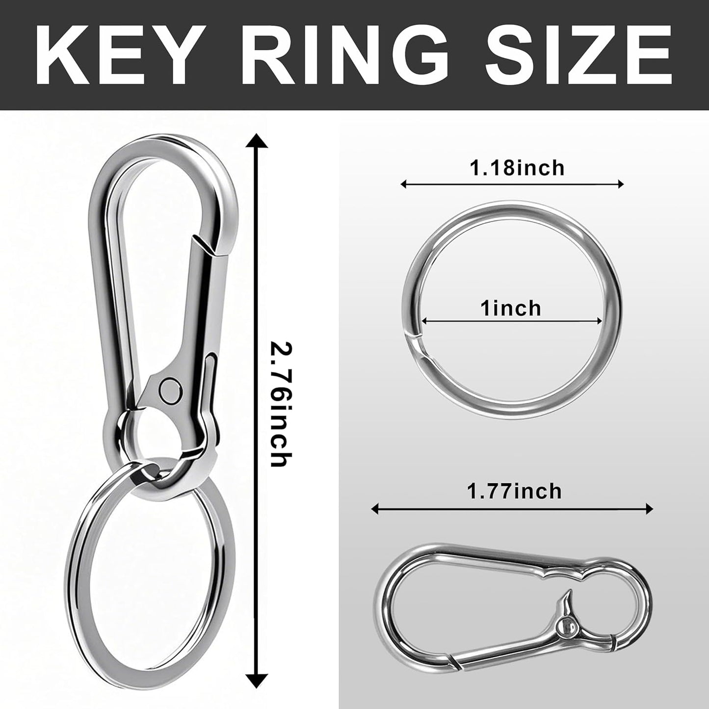 Keychain Keyring Set for Men Women Classic Metal Home Car Key Holder Organizer Portable Carabiner Clip Accessories 2PCS