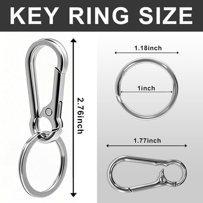 Keychain Keyring Set for Men Women Classic Metal Home Car Key Holder Organizer Portable Carabiner Clip Accessories 2PCS