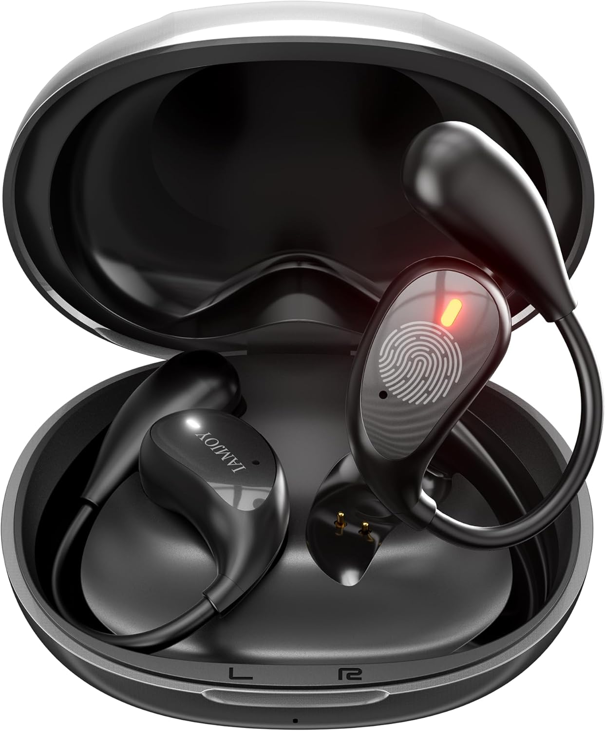 IAMJOY Language Translation Earbuds, 163 Two Way AI Translator Earbuds Language Translator OWS Earbuds Real Time 3-in-1 Online Translator Device with APP Fit iOS ＆ Android for Travel Business Learning