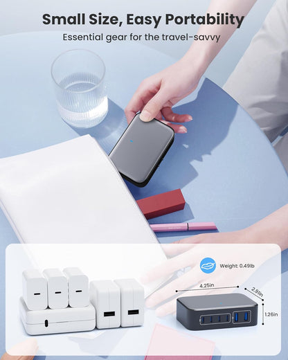 USB C Charger Block 200W with Wall Plug,6 Ports GaN IV Charging Station Hub,QC4.0+PD 65W USB C Laptop Charger Adapter Compatible with MacBook Air/Pro,DELL,iPhone 16/15/14,iPad,Steam Deck,Galaxy-Black