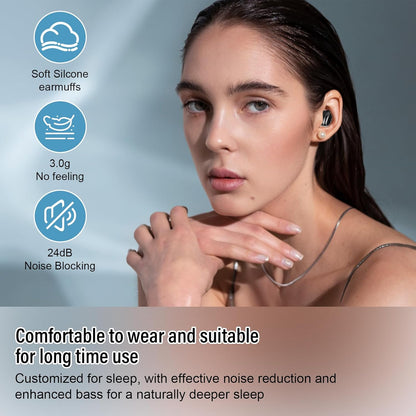 Sleep Earbuds Bluetooth 5.4 in Ear Light-Weight Headphones, Mini Sleep Headphones Small Design for Side Sleepers, 47H Playtime with Charging Case, Clear Calls Earphones, Black
