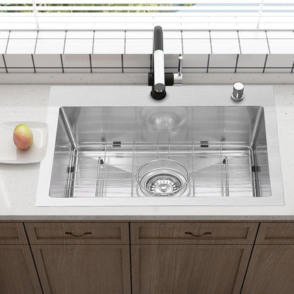 Drop In Kitchen Sink 28x18", 18 Gauge Stainless Steel Sink, 3D Embossed Surface - Image 6
