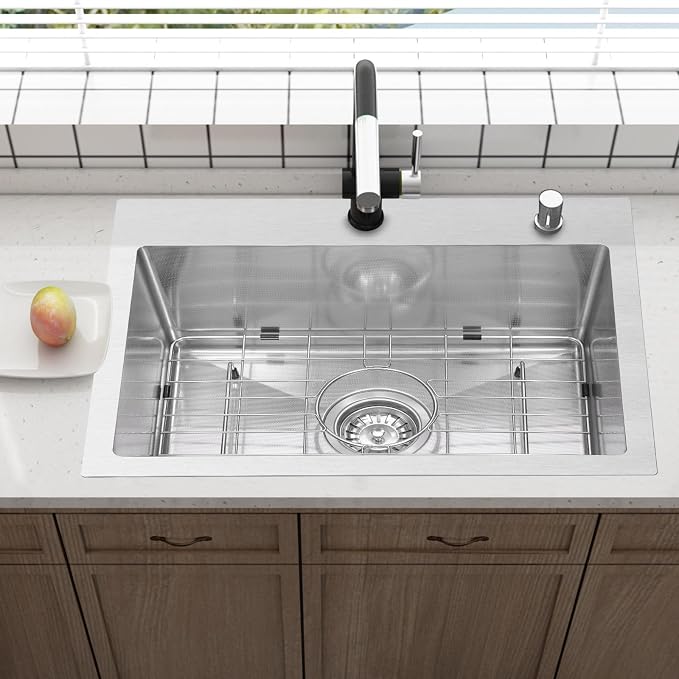 Drop In Kitchen Sink 20x16", 18 Gauge Stainless Steel Sink, 3D Embossed Surface - Image 6